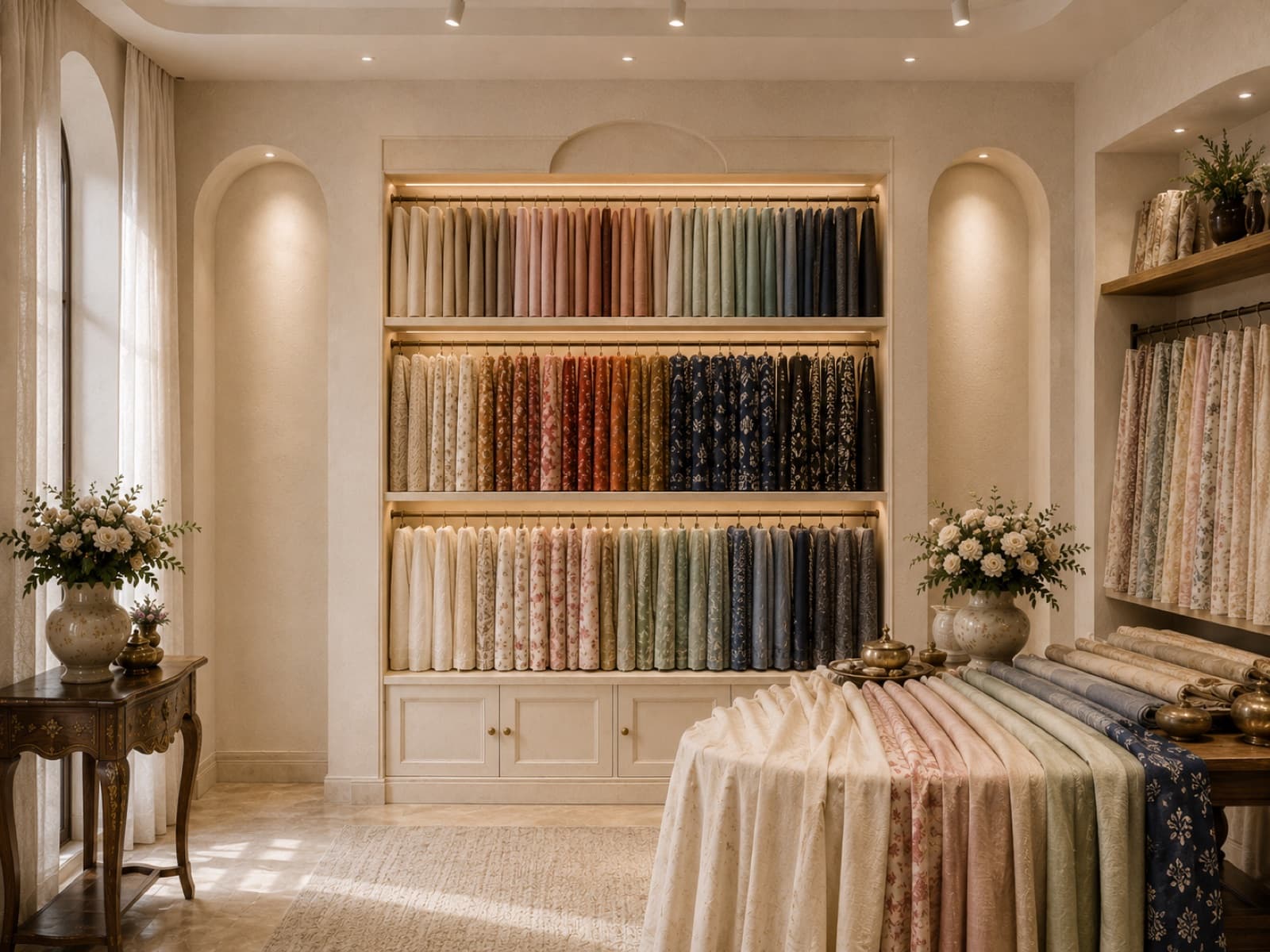 Ivory textile resting in natural light